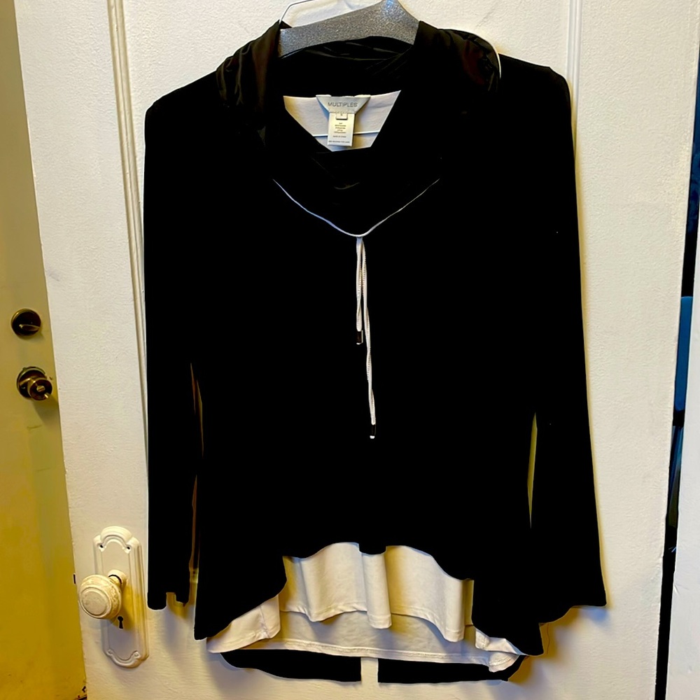 Blk/Cream Color Top Made By Multiples. Cowl Neck … - image 1